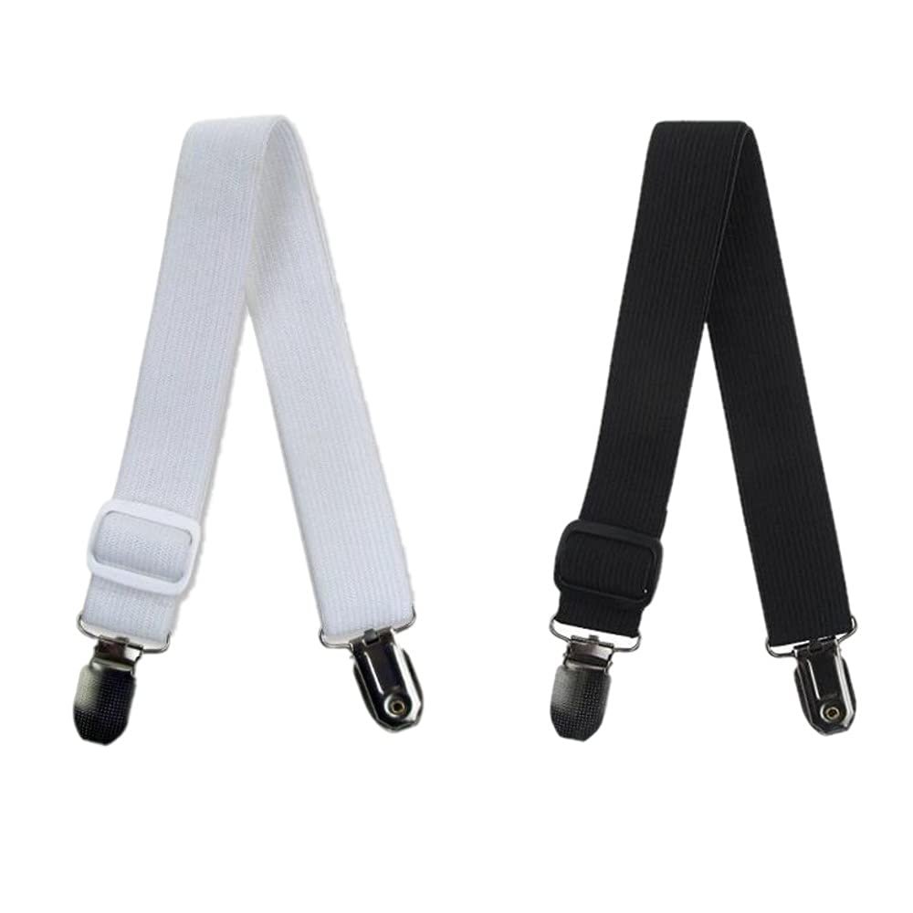 CHSYOO 10 x Black and White Adjustable Bed Sheet Holder, Belt Clip, Mattress Clip, Bed Corner Bracket, Bed Sheet Belt, Table Cloth Clip, Boot Clip, Garter Belt, Sofa Cover Fixing Elastic Fixing Belt