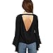 Cheapcotton Women's V-Neck Long Bell Sleeves Cut Out Back Blouse