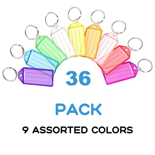 36 Pack Key Tags with Labels, Tough Plastic Key Tags with Split Ring ...