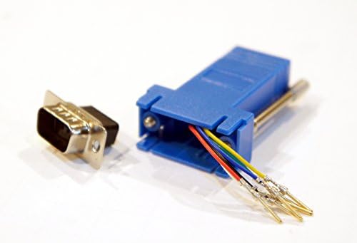 Blue DSub 9 Pin DB9 Male to RJ12 6p6c Modular Adapter Connector Jack Serial
