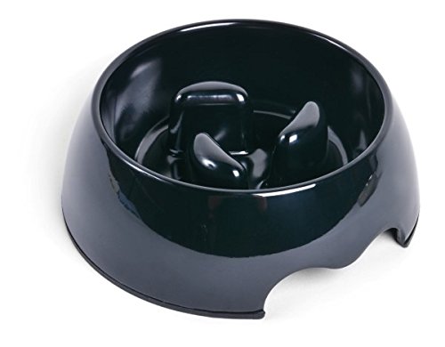 Petface Anti Gulp Non Slip Dog Puppy Bowl Slow Feeding Dish Ease Bloating Black (Medium - 400ml)