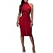 Synen Women's Mesh Rivets Sleeveless Bodycon Vintage Cocktail Dresses (L, Red)