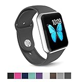 Apple Watch Band - e6Hope Soft Silicone Replacement iWatch Strap for Apple Watch Series 1,Series 2 (Dark gray, 38mm - S/M)