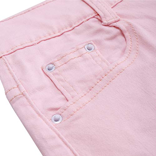 Simayixx Shorts for Women Women's High Waist Microstretch Cotton Denim Shorts Pocket Sexy Soild Summer Pants Trousers Pink - Thumbnail 5