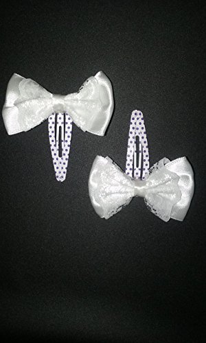 Click Here to See More Images White Hair Barrettes with White Bows (2)