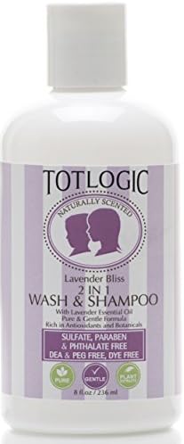 TotLogic Kids 2 in 1 Body Wash and Shampoo, 8 oz | Plant Based Formula Gentle and Hypoallergenic for Sensitive Skin | Infused with Natural Lavender Essential Oils