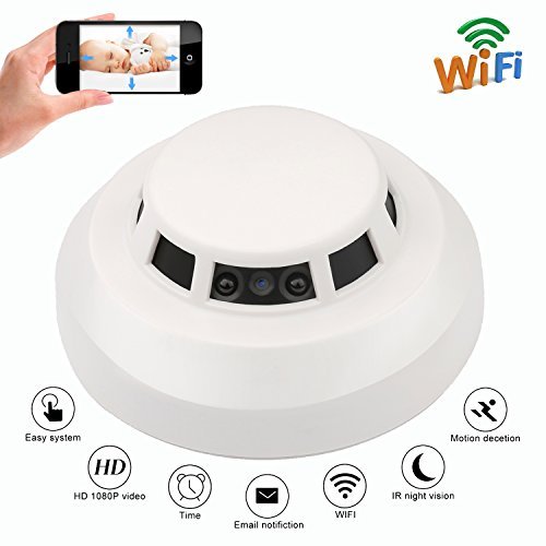 KAMRE Wi-Fi Hidden Camera HD 1080P Night Vision Spy Camera Smoke Detector with Motion Detection Caregiver Cam Security Nanny Camera Real time Video Remote View by APP (IOS& Android)