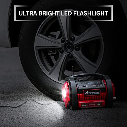 Avid Power Tire Inflator Portable Air Compressor, 12V DC / 120V AC Car