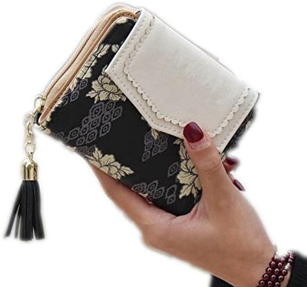 TU AMOR Vintage Floral Small Wallet Sweet Female Purses Flower Purse black
