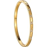 Jude Jewelers 4mm Stainless Steel Cubic Zircon Filled Open Clasp Bangle Bracelet