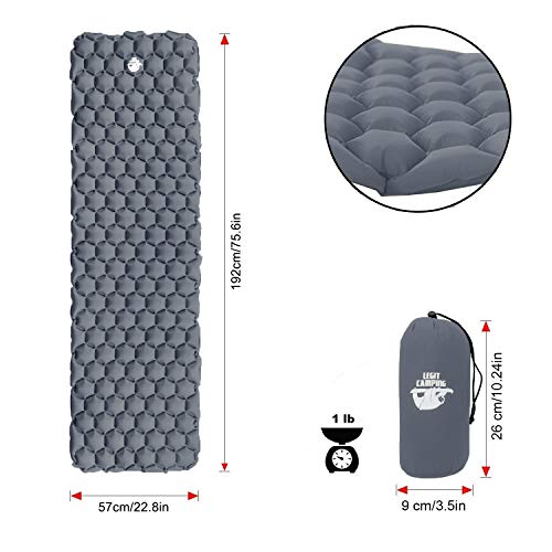 Legit Camping Sleeping Pad - Ultralight Camping Pad for Backpacking and Camping - Sleeping Mat That Holds The Air in for Longer Hours - Compact Camping Mat for Best Outdoor Sleep (Grey)