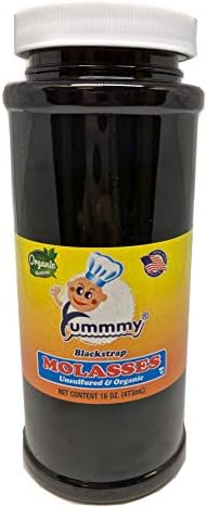 Yummmy Blackstrap Molasses 1 Lb, Organic and Unsulfered, Wide mouth NEW PET Jar