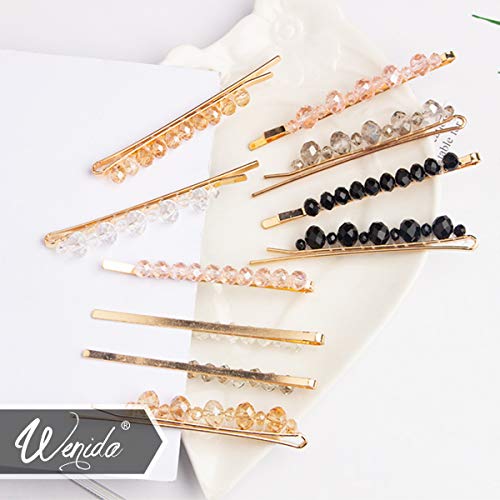 image for Hair Clips Wenida 10 Pieces Fashion Crystal Metal Hair Pins Barrettes 