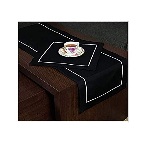 FK-Lampen Table Runner Art - Deco Linen Look Runner Table Runner Choice of Size + Colour Top Design (Black, 40 x 160 cm)