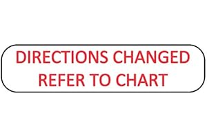 UAL United Ad Label Medication Instruction Labels Directions Changed, 1-5/8" x 3/8", Permanent Paper Label, White, One Roll of 1000 Labels
