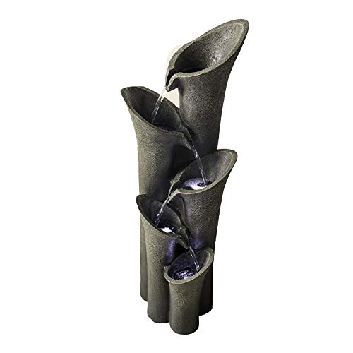 PeterIvan Floor-Standing Fountains - 39 1/2" 5-tiered Cylindrical Cascading Water Fountain with LED Lights for House, Garden, Patio, Yard Decor, Water Fountains Outdoor Features Vision&Audition Relax - Thumbnail 6