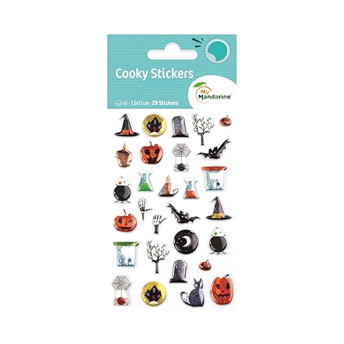 MY MANDARINE CY038Opack - GOMMETTES 3D Cooky - LOT DE 10 planches 12x8 cm - 290 stickers - HALLOWEEN