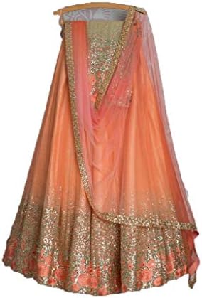 Orange party wear bollywood lehenga choli for women 0037