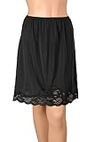 Gemsli Elegance, Nylon Half Slip with Novelty Lace, Cling Free, 2X-20 Inches Black