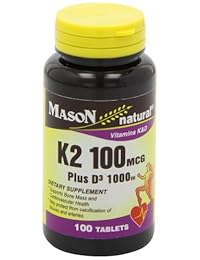 Mason Natural K2 Plus D3 tabletas, 100 Count, 1, 1