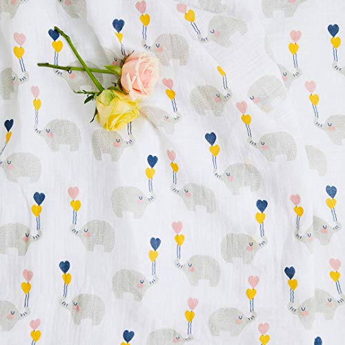 Bubzi Co Elephant Swaddle Muslin Receiving Blankets Set Pack of 3 -Gender Neutral Design -Soft 100% Cotton Fabric - 47 x 47 inch- 120 x 120cm - Infant Swaddling Blankets for Baby Registry Burp Diaper