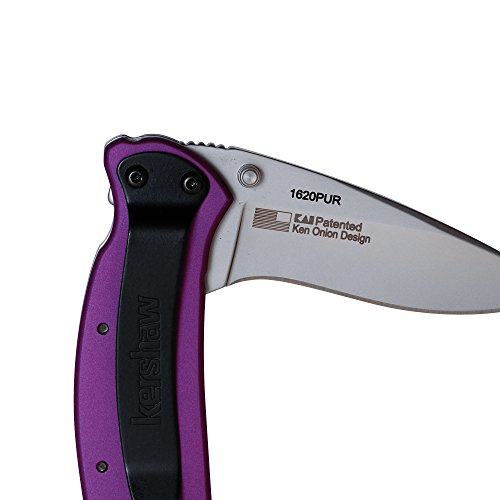 Kershaw Scallion Purple Folding Knife (1620PUR), 2.4” BeadBlasted
