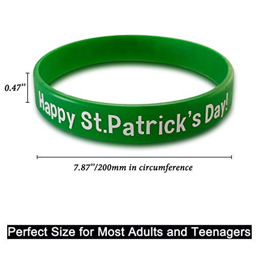 Nanny's Toy 24 Pack St Patrick’s Day Bracelets, Soft and Flexible Silicone Wrist Band Bracelets, Green Shamrock Party Decoration, St Patrick’s Day Celebration Favor Gift