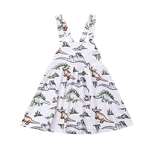 Baby Dresses Yamally Baby Girls Clothes Cotton Dinosaur Tunic Casual Beach Dress Sundress Tops (2-3 Years, White #2) - Thumbnail 7
