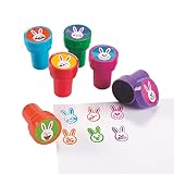 Fun Express Easter Bunny Emoji Face Stampers (24 Pieces) Great for Baskets, and Party Favors