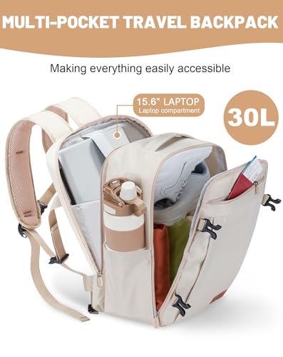 MOCOCITO Travel Backpack Cabin Airplane 40 x 20 x 25, Cabin Travel Suitcases for Ryanair, Men's Women's Backpack Travel Bag Suitcases Travel Backpack Hand Luggage Laptop Backpack, Beige Cream, Casual