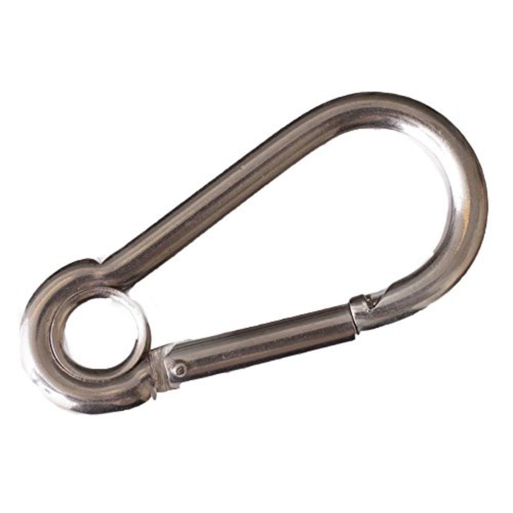 Merriway BH05011 Spring Snap Carabiner Hook with Eye, A2 316 Marine Grade Stainless Steel M6 (1/4 inch)