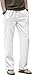 HOEREV Men Casual Beach Trousers linen Summer Pants, White, Large