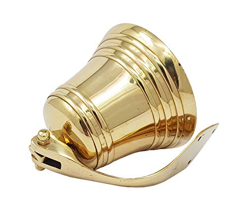 Brass Nautical - 4 inches Brass Ship Bell Polished Nautical Hanging with Wall Mount Large Decor Outdoor Replica Bell - Thumbnail 4