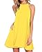 Sarin Mathews Women's Halter Neck Sleeveless Casual Swing T-Shirt Loose Dress Yellow M