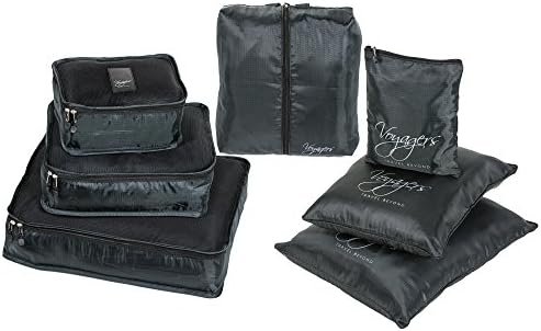 Voyagers Travel Organizer Packing Cubes 7 Piece Set with Laundry and Shoe Bag - Make Packing Easy!