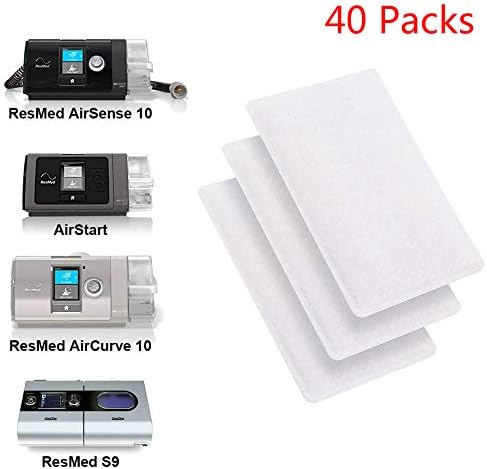 CPAP Filters for ResMed S9, ResMed AirSense 10, ResMed AirCurve 10, AirStart, Disposable Universal Replacement Filter (40 Pack)