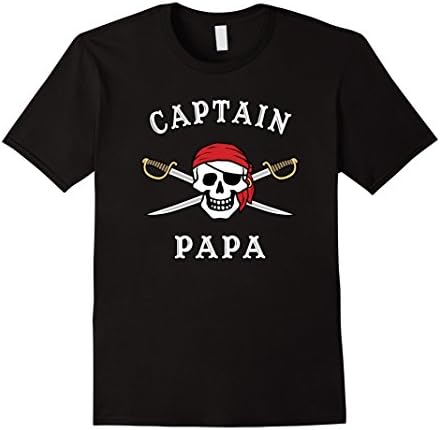 Mens Captain Papa Funny Pirate T-shirt 2XL Black