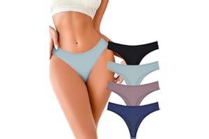 4 Pieces Cotton Thongs for Women Soft Low Rise Sexy Thong Ladies Panties Womens Underwear,S 88-110lb;M 110-132lb;L 132-154lb