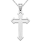 Gem And Harmony 14K White Gold Passion Cross Pendant Necklace with Chain
