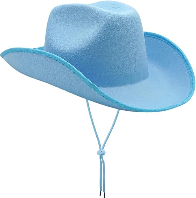 Photo 1 of 4E's Novelty Cowboy Hat for Women & Men, Felt Cowgirl Hat for Adults, Western Party Dress Up Accessories (Light Blue), Light Blue, Medium