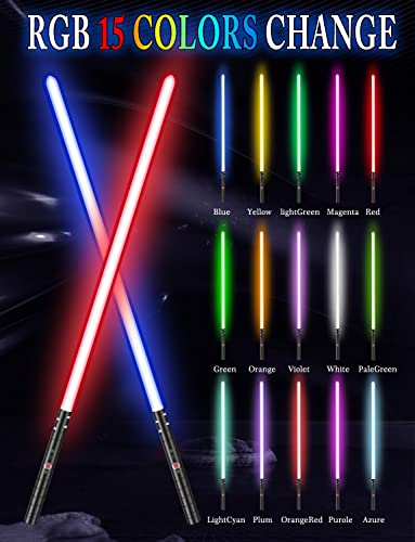 jvmusaber Lightsaber-Toy Fx-Saber Dueling-Force RGB-Sword - Type-C Rechargeable Metal Hilt Force Fx Dueling Light Saber 15 Colors Real Lightsaber for Adults Metal Hilt Three Sound Mode (Black)
