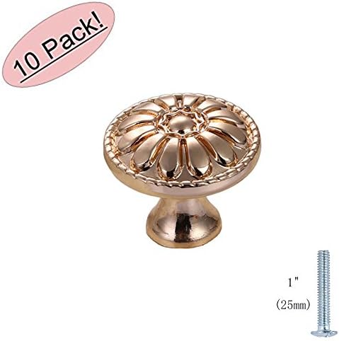 MATMO Modern Drawer Knobs, Euro Cabinet &amp; Furniture Pulls, 1.18" Diameter Single Hole, Rose Gold, 10-Pack