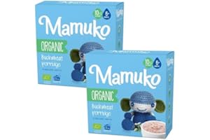 MAMUKO Baby Porridge - Buckwheat Porridge with GMO-Free - Organic Porridge for Healthy Growth & Development - Vegan Porridge Ideal for Babies 6-9 Months - 2 Pack (200g & 10 Servings)