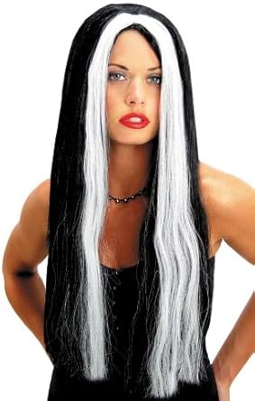 Amazon Com Halloween Fx Wig 24 Inches Wig Black With White