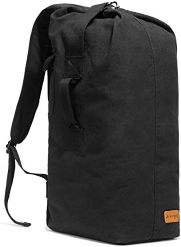 Aidonger Unisex Vintage Canvas Barrel Casual Backpack Hiking Backpack Daypacks (Black)