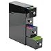 mDesign Flip Office and Desk Storage Drawer Organizer, for Clips, Pens, Tacks - 4 Drawers, Black