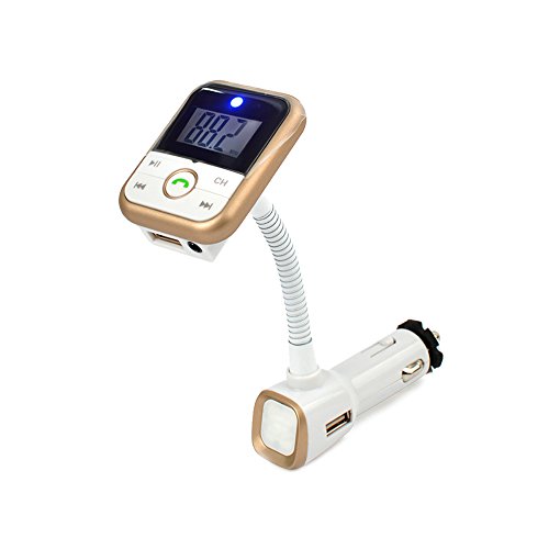 FM Transmitter HYS Wireless Bluetooth Handsfree Car Kit Radio Receiver with 5V/2.1A USB Charger with Remote Control Button