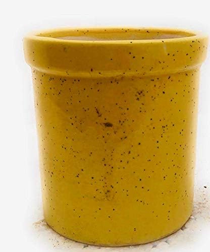 MONEZAA Handmade JAR Style Dew Design Ceramic Pot Indoor Outdoor,Plants,Planters,Flower pots,Succulent Pot (Color: Pastel Lemon) (H:10.8 cm, D:10.2 cm)