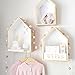 Pueri House Shape Wooden Wall Storage Shelf Display Hanging Shelving Children's Room Decoration (White)