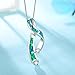 Blue Opal Jewelry Opal Necklace Opal Pendant Sterling Silver Large Ribbon Shape